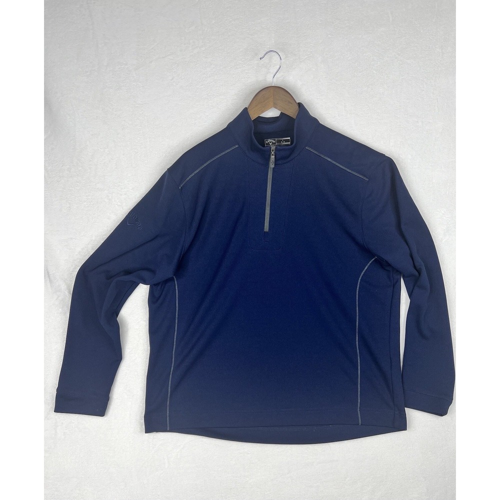 Callaway Golf Blue 1/4‎ Zip Long Sleeve Jacket Pullover Men's Sz Large 100% Poly